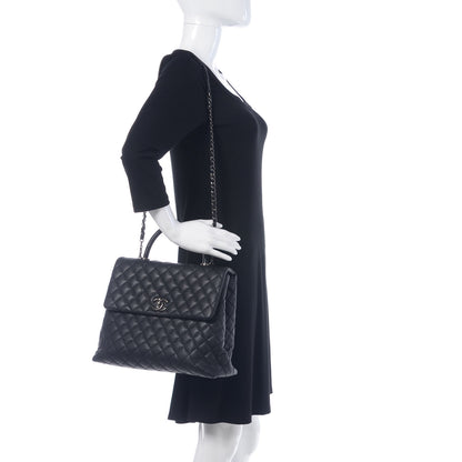 Chanel Caviar Lizard Quilted Large Coco Handle Flap Black 2 of 11