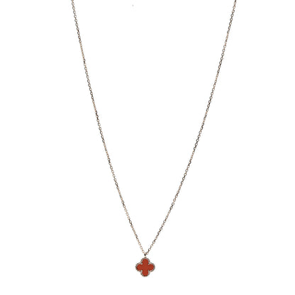 Van Cleef & Arpels 18K Rose Gold Carnelian Sweet Alhambra Pendant Necklace 2 of 7