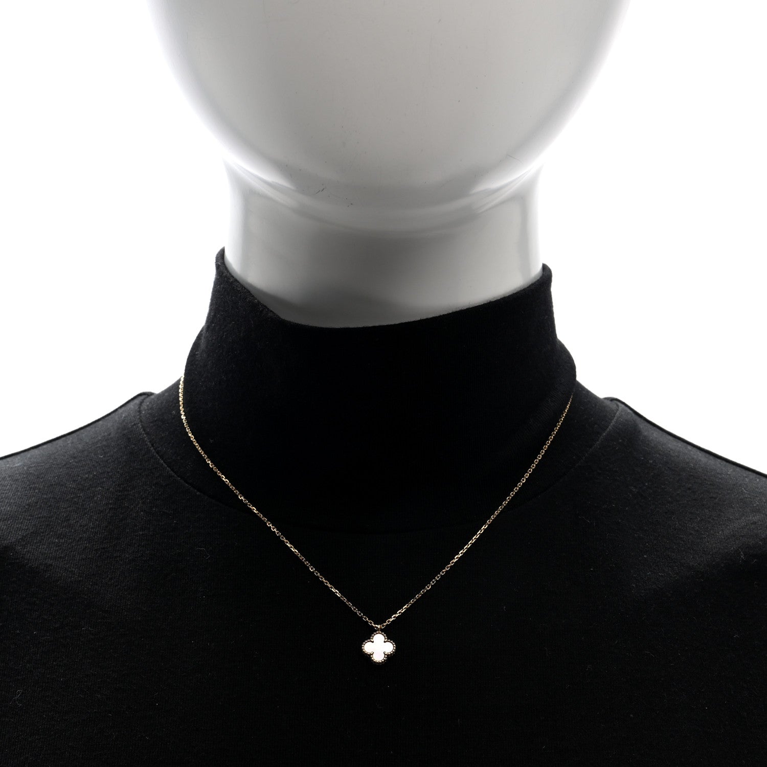Van Cleef & Arpels 18K Yellow Gold Mother of Pearl Sweet Alhambra Pendant Necklace 2 of 5