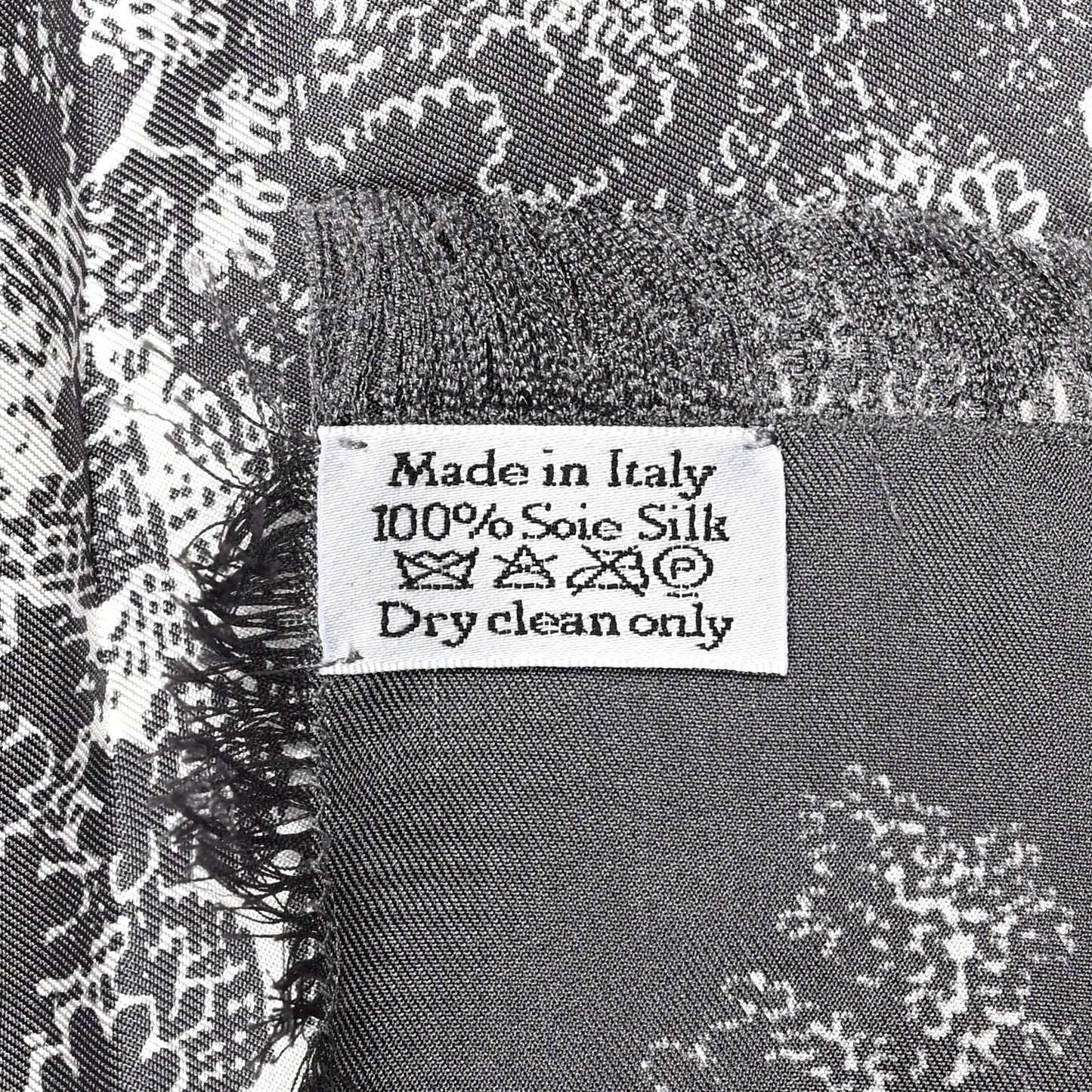 Silk Reverse Toile De Jouy Scarf Grey