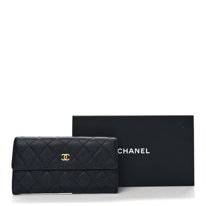Chanel Caviar Quilted Large Gusset Flap Wallet Black 8 of 8