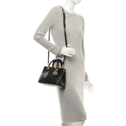 Christian Dior Bullcalf Small Diorissimo Tote Black Rose Indien 2 of 6