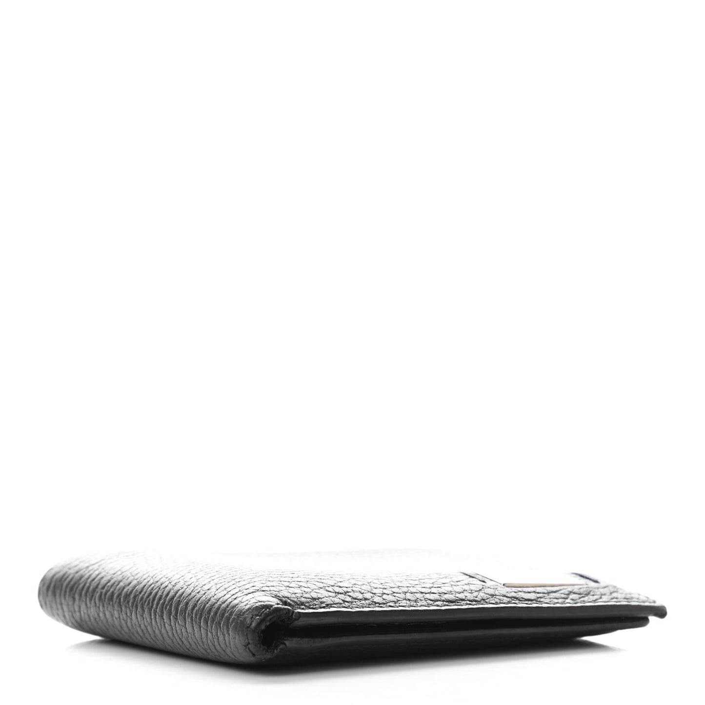 Pebbled Calfskin Bi-Fold Wallet Black