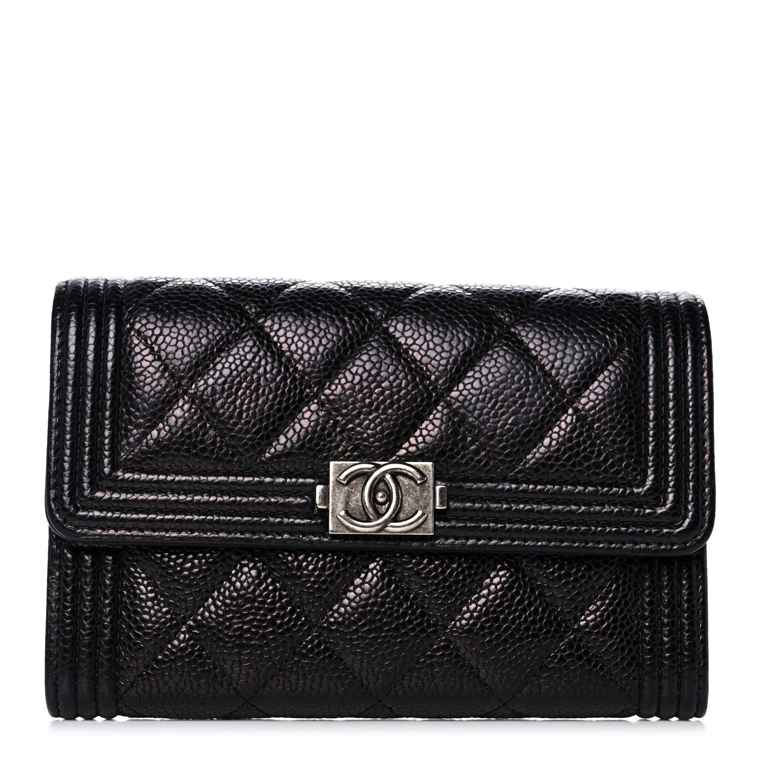 Chanel Caviar Quilted Medium Boy Flap Wallet Black 1 of 13