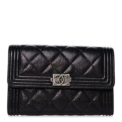 Chanel Caviar Quilted Medium Boy Flap Wallet Black 1 of 13
