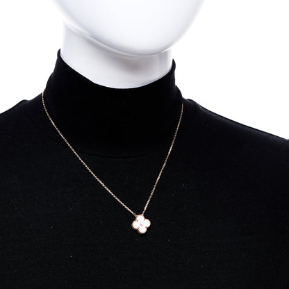 Van Cleef & Arpels 18K Rose Gold Diamond Pink Mother of Pearl Vintage Alhambra Pendant Necklace 2 of 6