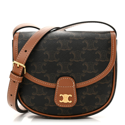 Celine Canvas Calfskin Triomphe Mini Besace Tan 1 of 10