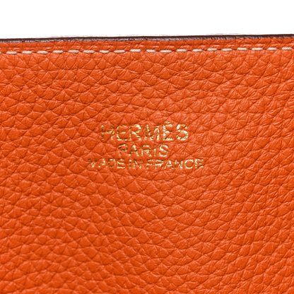 Hermes Taurillon Clemence Double Sens 45 Reversible Tote Orange Gold 10 of 17