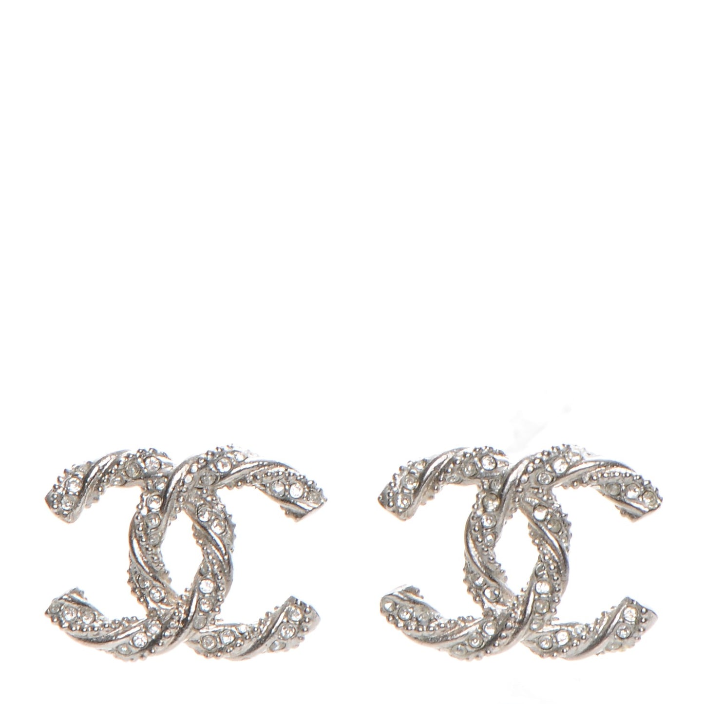 Crystal CC Twisted Earrings Silver