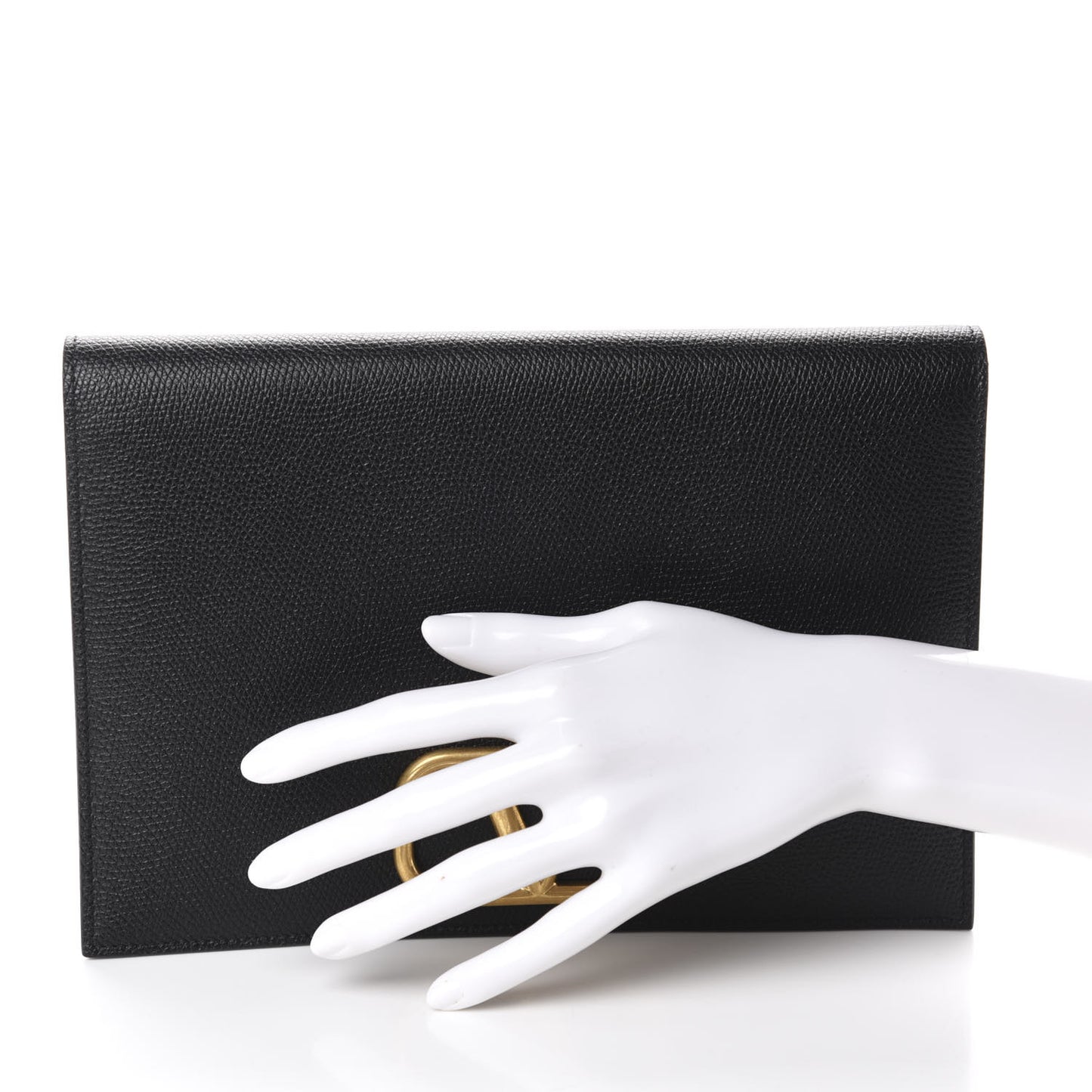Grainy Calfskin Vlogo Signature Pouch Black