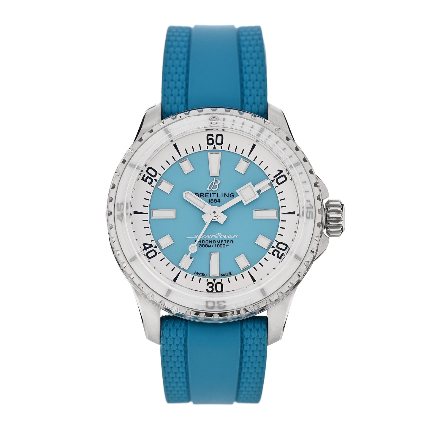Stainless Steel Rubber 36mm Superocean II Automatic Watch Turquoise A17377211C1S1