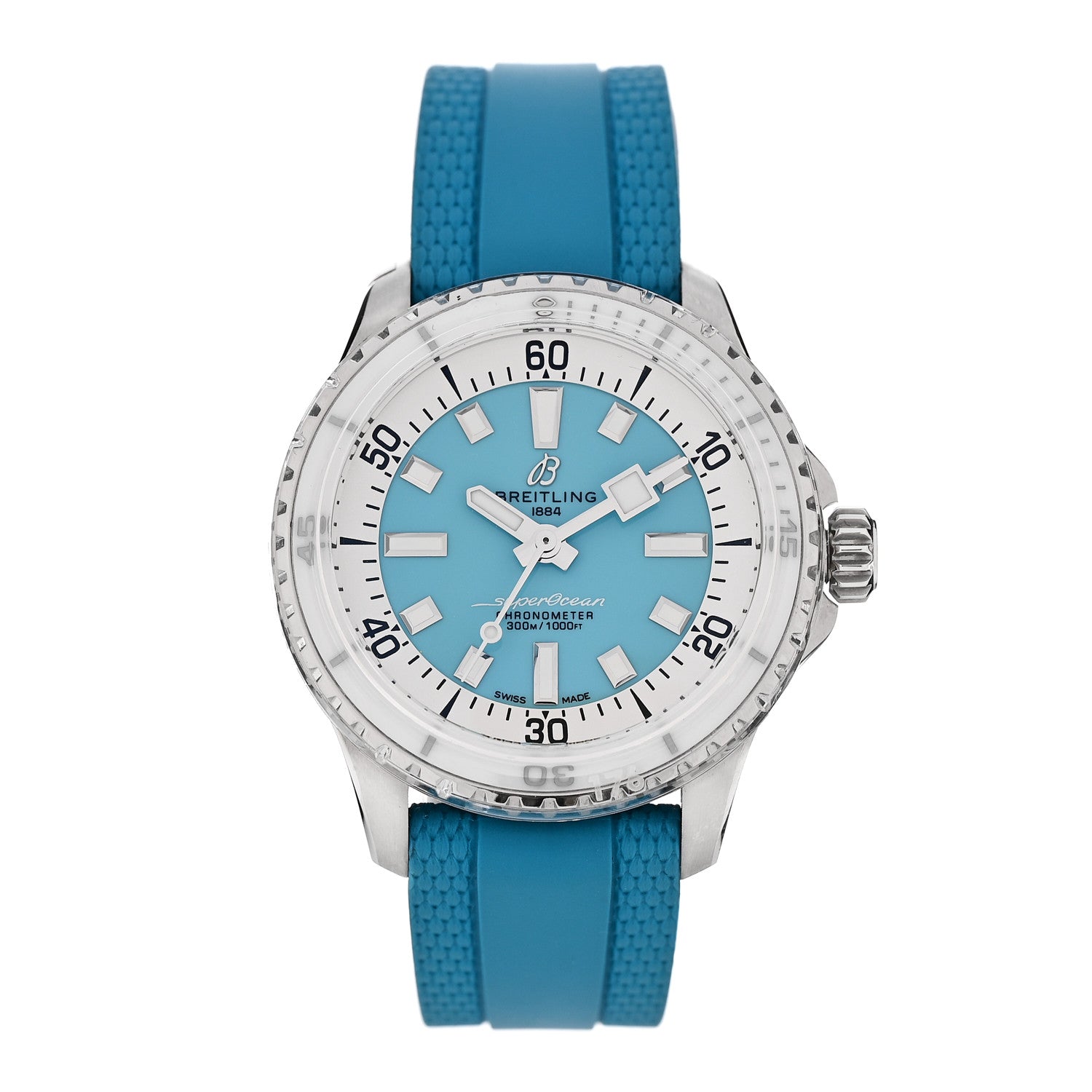 Breitling Stainless Steel Rubber 36mm Superocean II Automatic Watch Turquoise A17377211C1S1 1 of 5