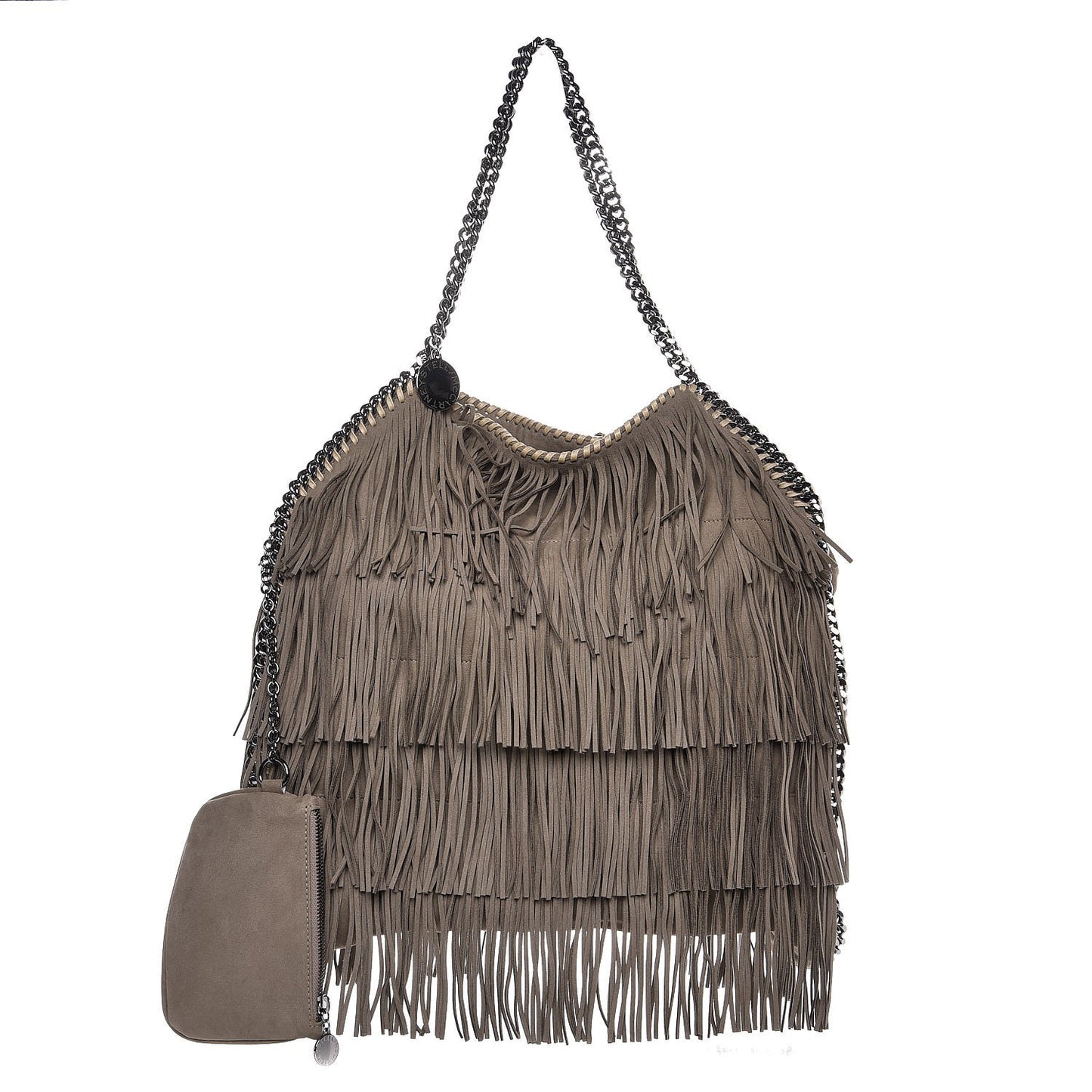 Eco Suede Fringe Big Falabella Tote Taupe
