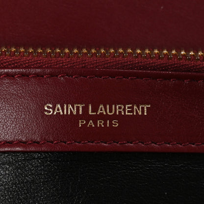 Saint Laurent Calfskin Suede Matelasse Chevron Large Monogram College Bag Burgundy 7 of 12