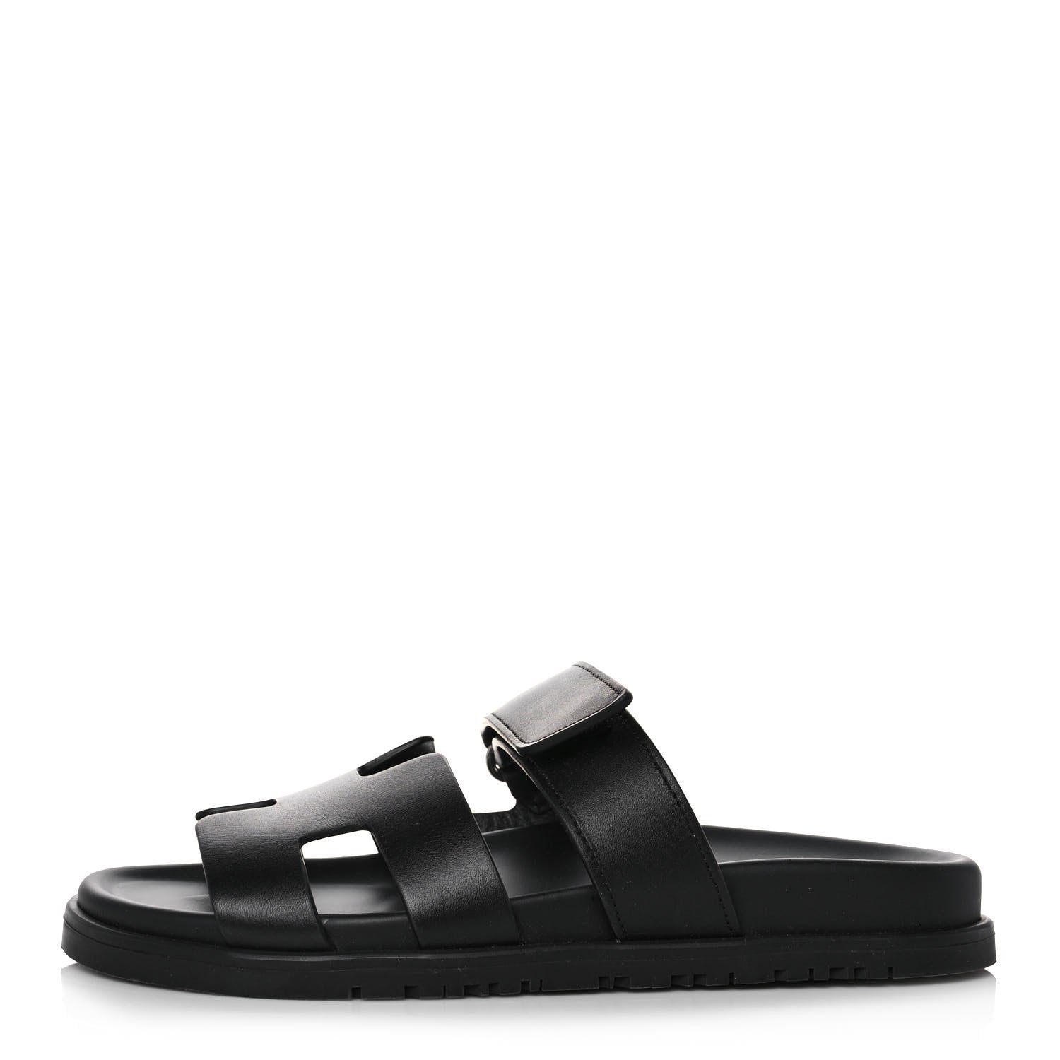 Hermes Calfskin Womens Chypre Sandals 37 Black 1 of 8