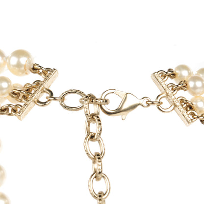 Chanel Graduated Pearl Crystal Multi Strand Necklace Gold 3 of 6