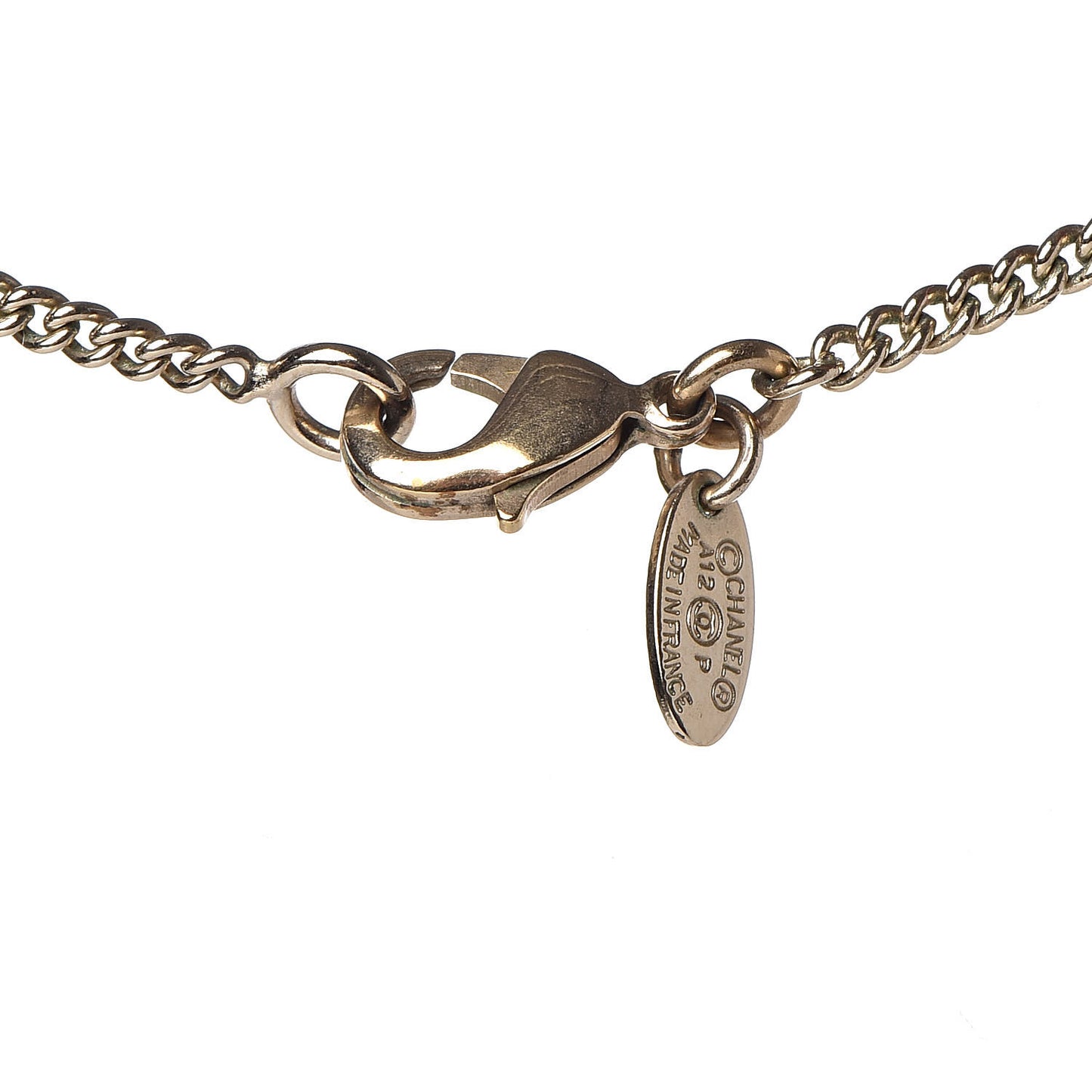 Crystal Pearl CC Drop Necklace Gold