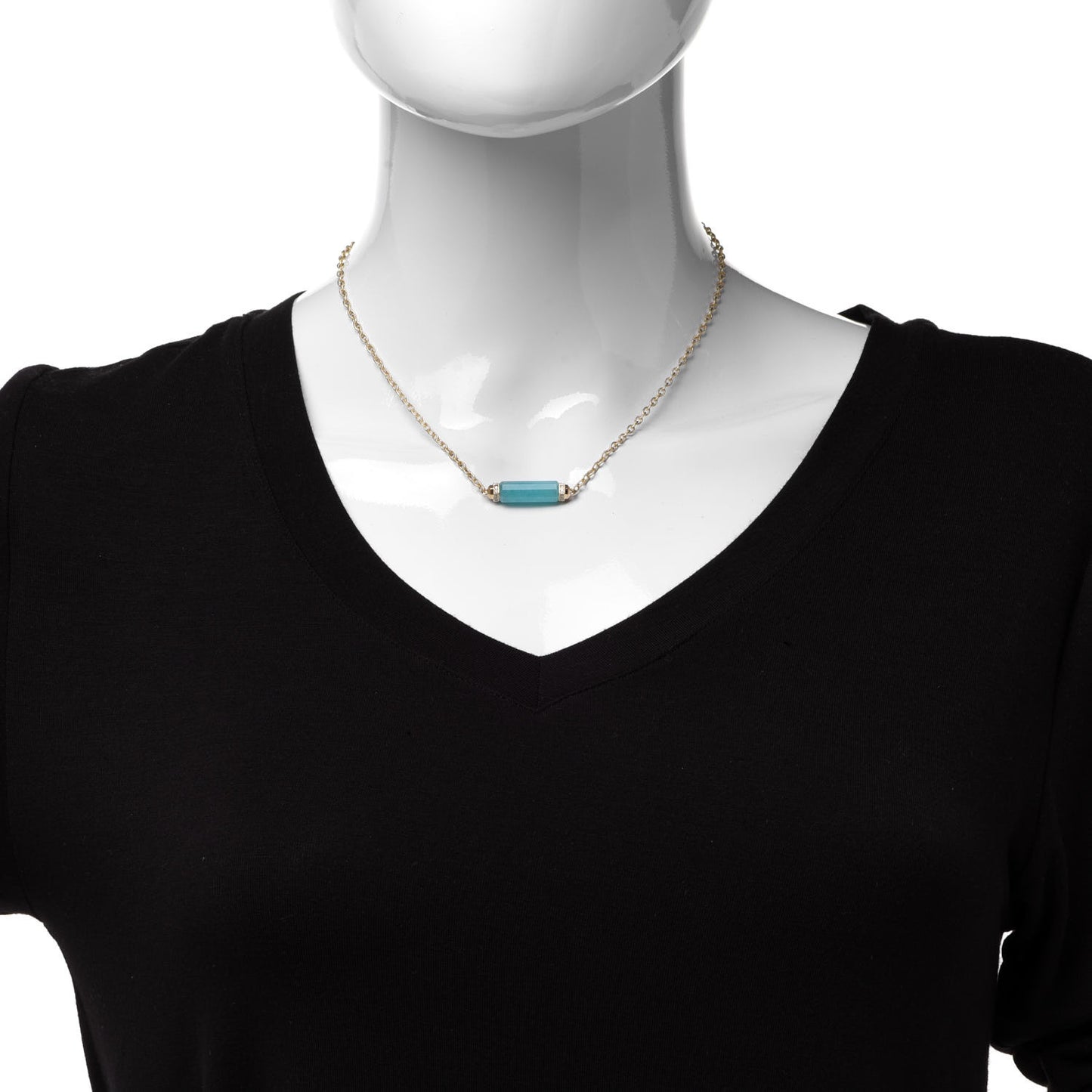 18K Yellow Gold Diamond Amazonite Barrels Pendant Necklace