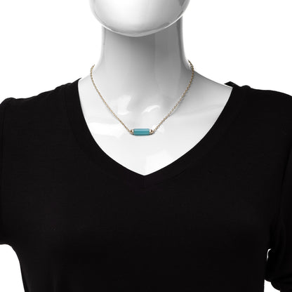 David Yurman 18K Yellow Gold Diamond Amazonite Barrels Pendant Necklace 2 of 5
