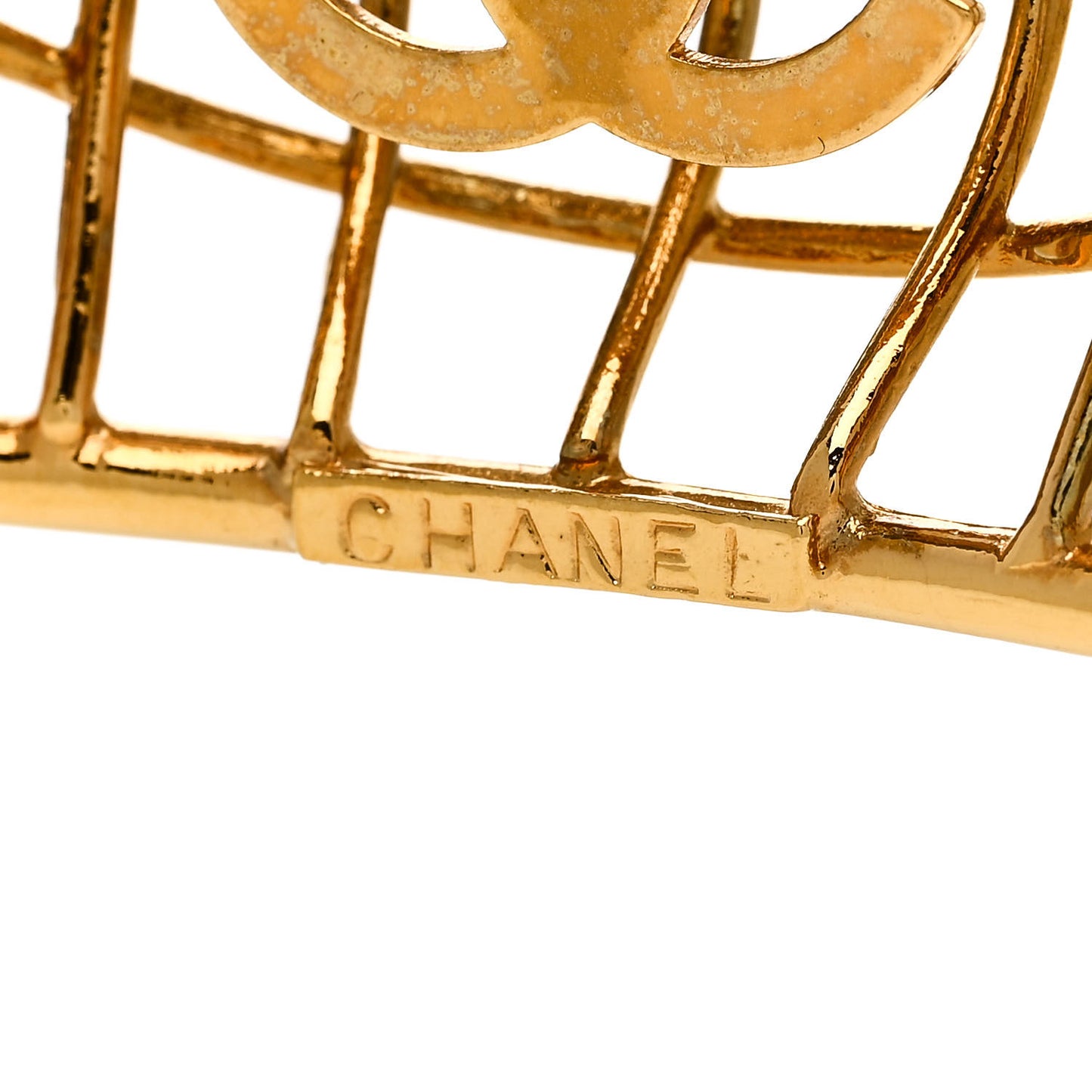 CC Bird Cage Drop Clip On Earrings Gold