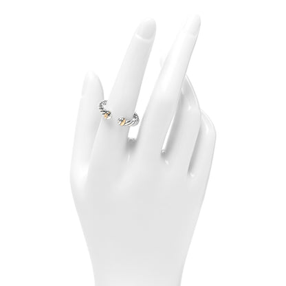 David Yurman Sterling Silver 14K Yellow Gold Lapis Lazuli Petite Cable Open Ring 57/8 2 of 5