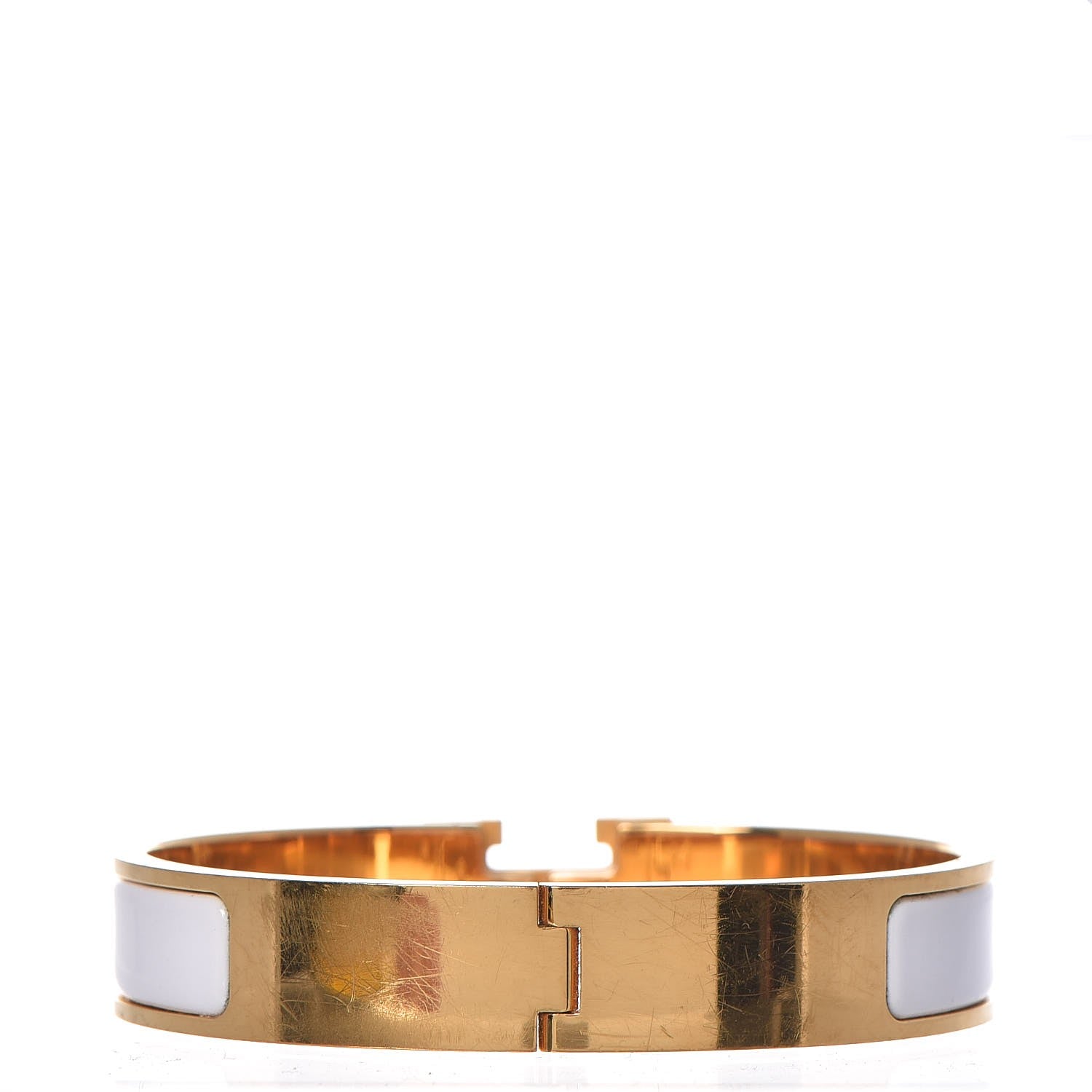 Hermes Enamel Narrow Clic Clac H Bracelet PM White 3 of 4