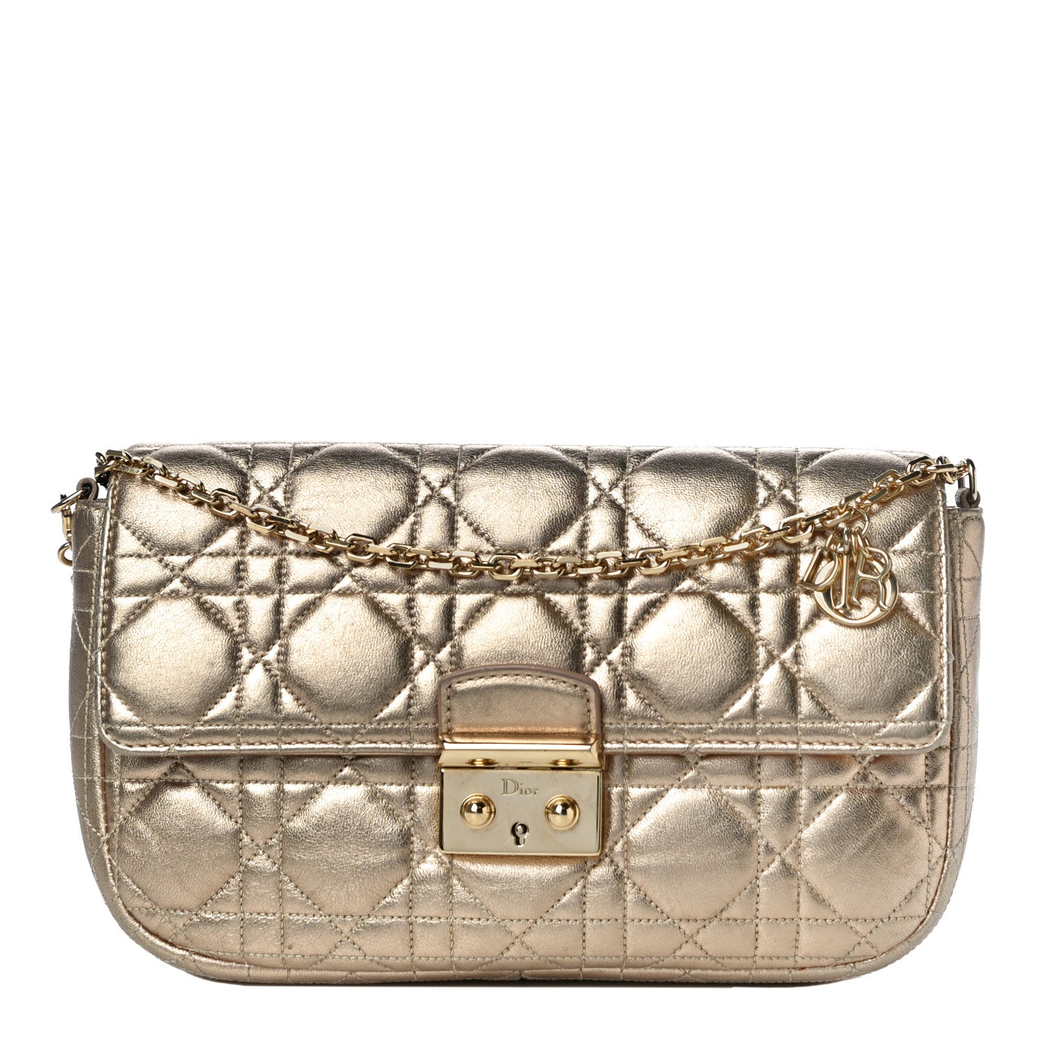 Christian Dior Metallic Lambskin Cannage Miss Dior Promenade Pouch Gold 1 of 12