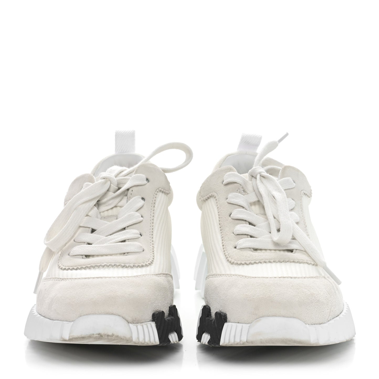 Technical Mesh Suede Goatskin Bouncing Sneakers 37 White