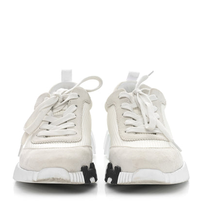 Hermes Technical Mesh Suede Goatskin Bouncing Sneakers 37 White 2 of 9