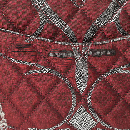Chanel Metallic Brocade Quilted Medium Double Flap Rouge Argent 15 of 16