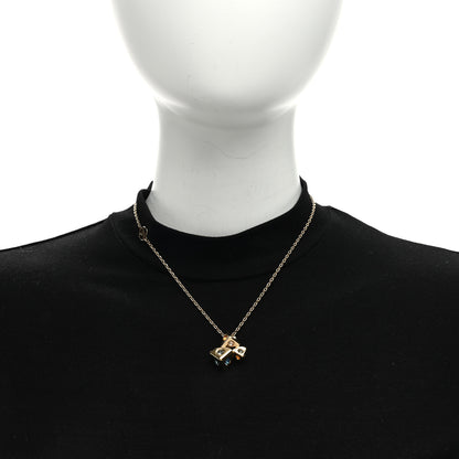 Louis Vuitton Crystal Trunkies Pendant Necklace Gold 2 of 5