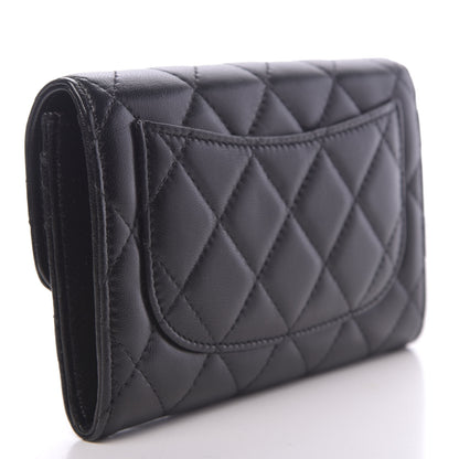 Chanel Lambskin Quilted Small Flap Wallet Black 3 of 9