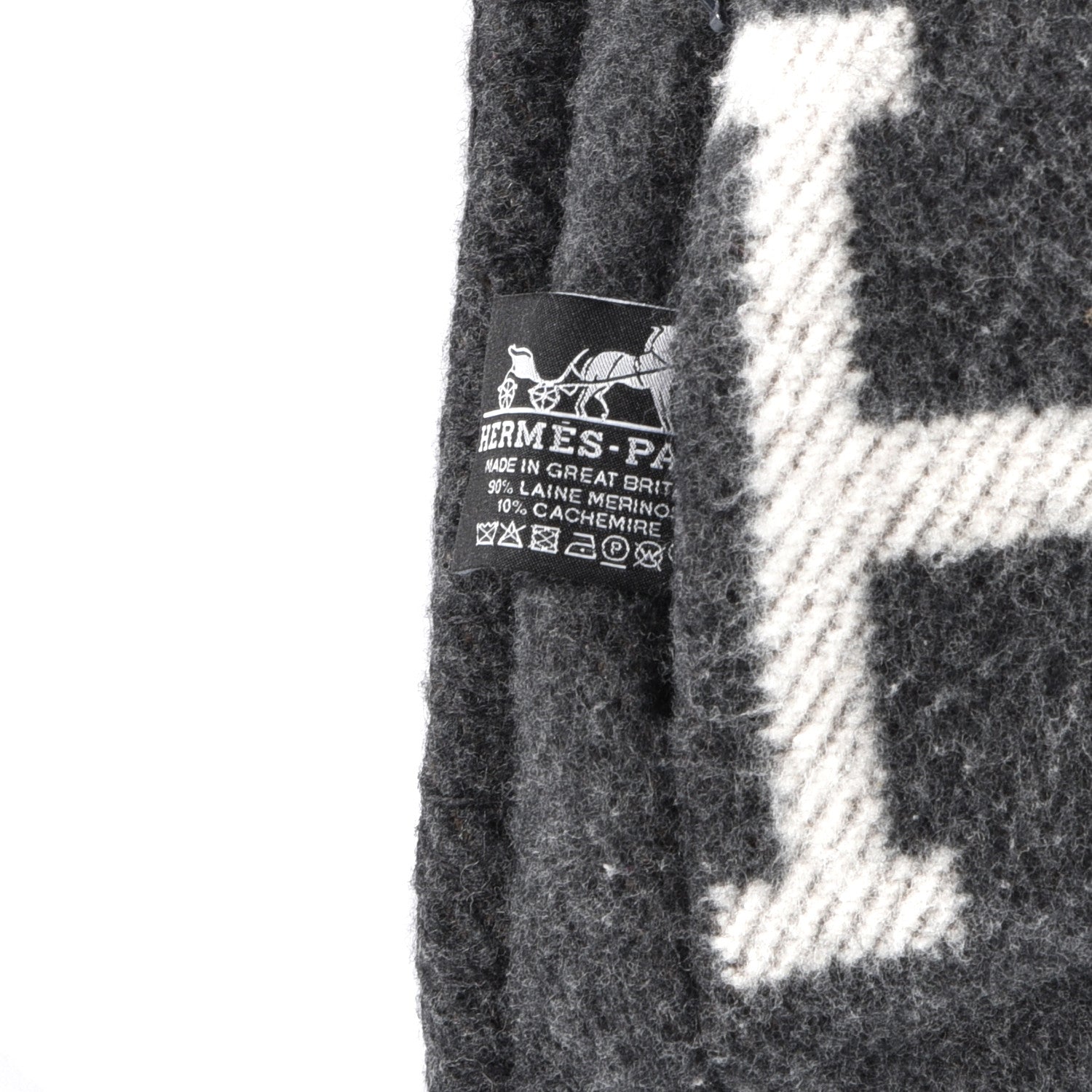 Hermes Wool Cashmere Avalon Pillow PM Ecru Gris Fonce 3 of 3