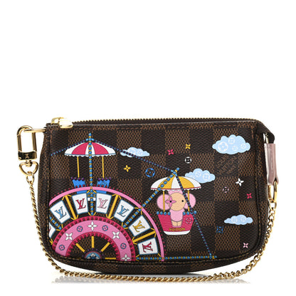 Louis Vuitton Damier Ebene 2020 Christmas Animation Big Wheel Mini Pochette Accessories Rose Ballerine 1 of 7