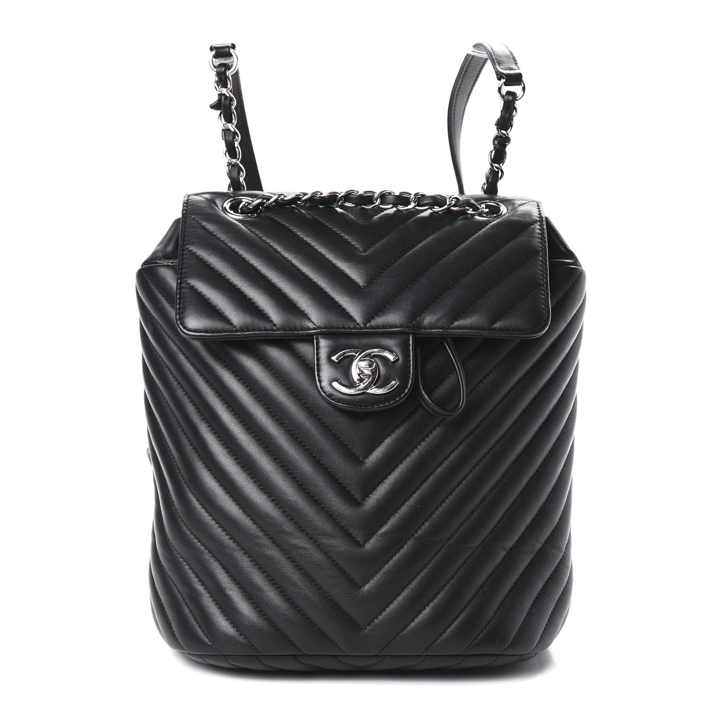 Calfskin Chevron Quilted Small Urban Spirit Backpack Black