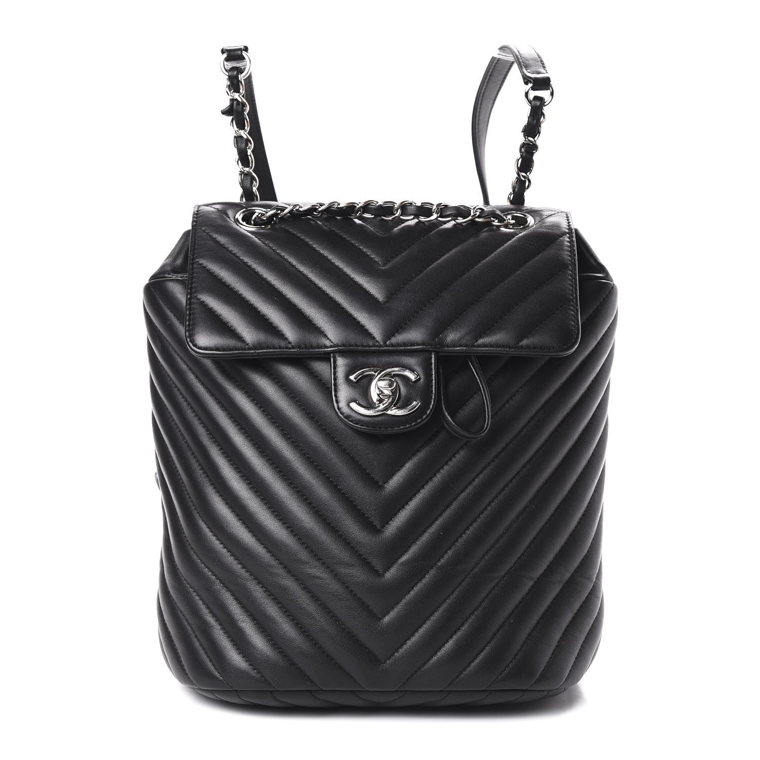 Chanel Calfskin Chevron Quilted Small Urban Spirit Backpack Black 1 of 10