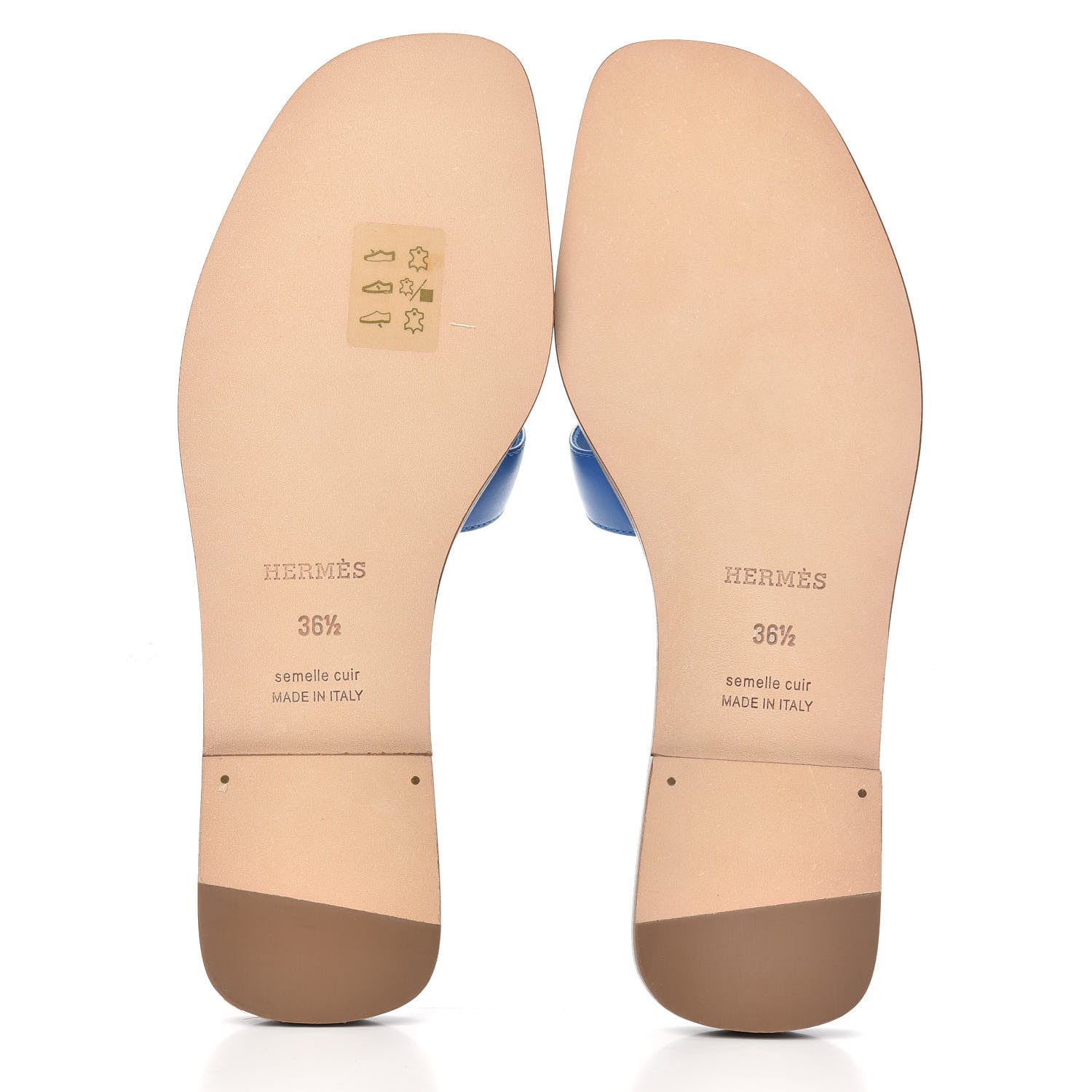 Hermes Calfskin Oran Sandals 36.5 Bleu Zanzibar 5 of 9