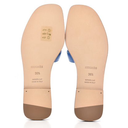 Hermes Calfskin Oran Sandals 36.5 Bleu Zanzibar 5 of 9