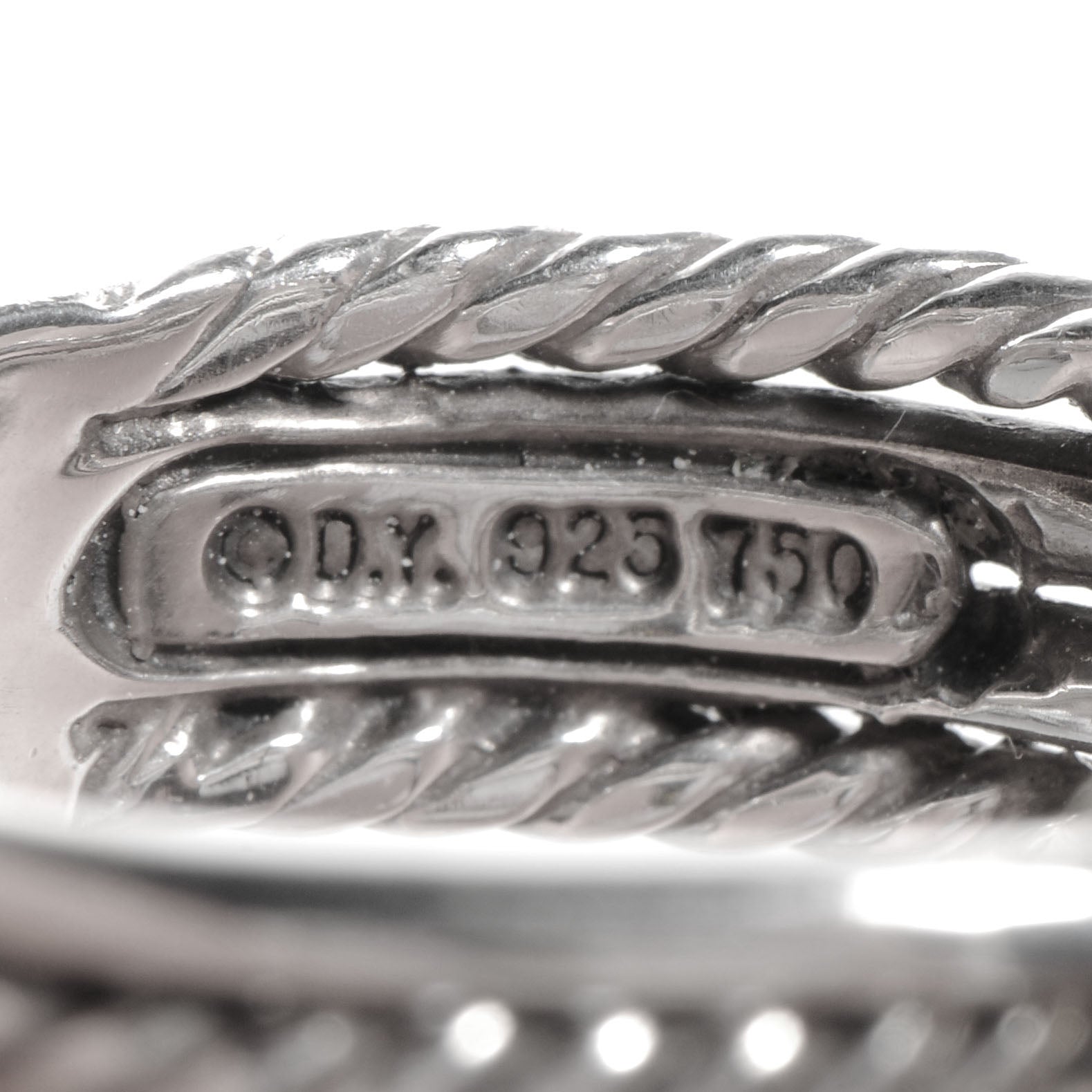 David Yurman Sterling Silver 18k White Gold X Crossover Ring 7 5 of 5