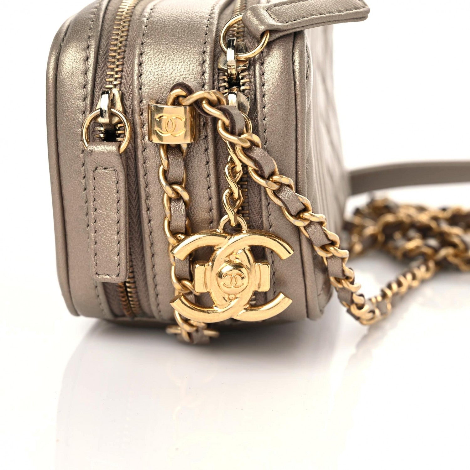 Chanel Metallic Lambskin Mini Coco Boy Camera Case Dark Gold 13 of 13