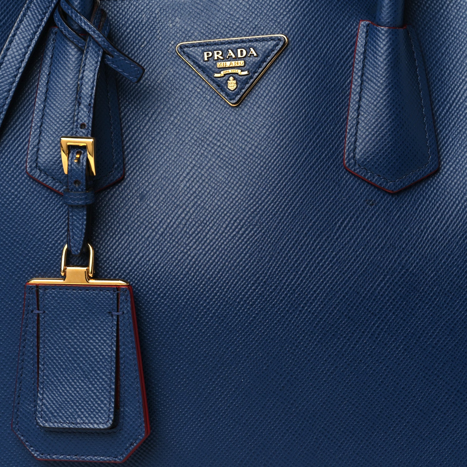 Prada Saffiano Cuir Medium Double Bag Bleuette Rosso 8 of 10