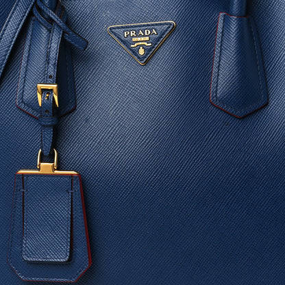 Prada Saffiano Cuir Medium Double Bag Bleuette Rosso 8 of 10