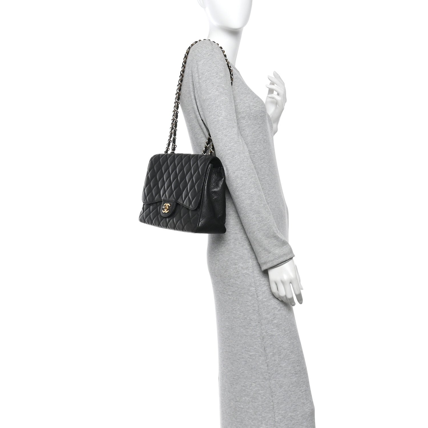 Chanel Caviar Quilted Jumbo Single Flap Black 2 of 13