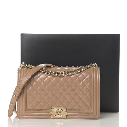 Chanel Patent Calfskin Quilted New Medium Boy Flap Beige 14 of 14