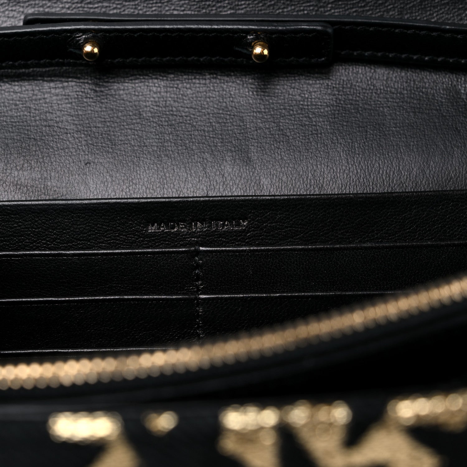 Saint Laurent Canvas Star Print Monogram Chain Wallet Gold Black 7 of 12