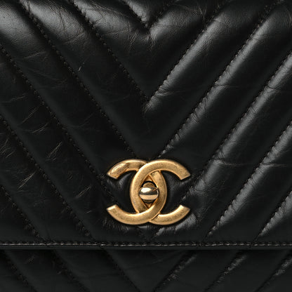 Chanel Aged Calfskin Chevron Quilted Small Coco Handle Flap Black 7 of 9