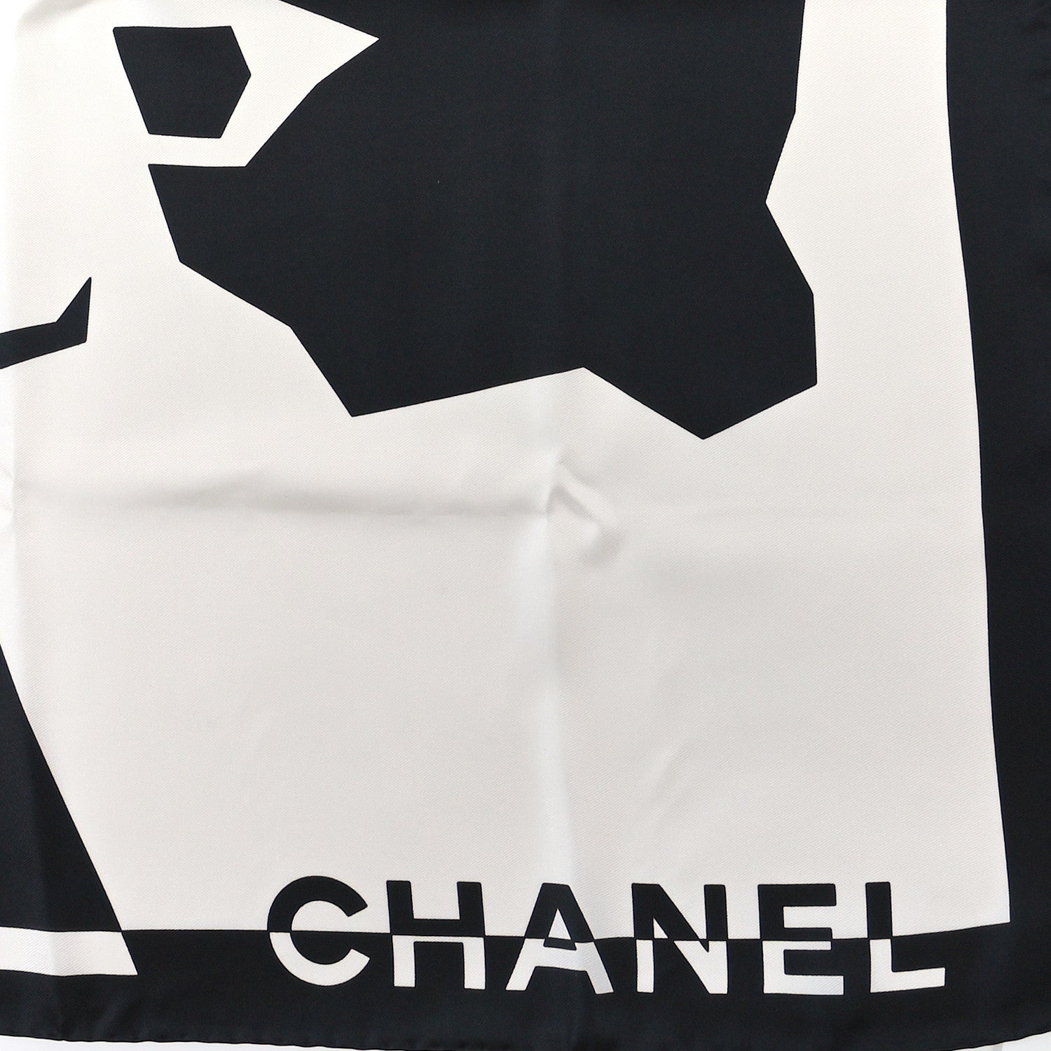 Chanel Silk Coco CC Square Scarf Black Ivory 1 of 2