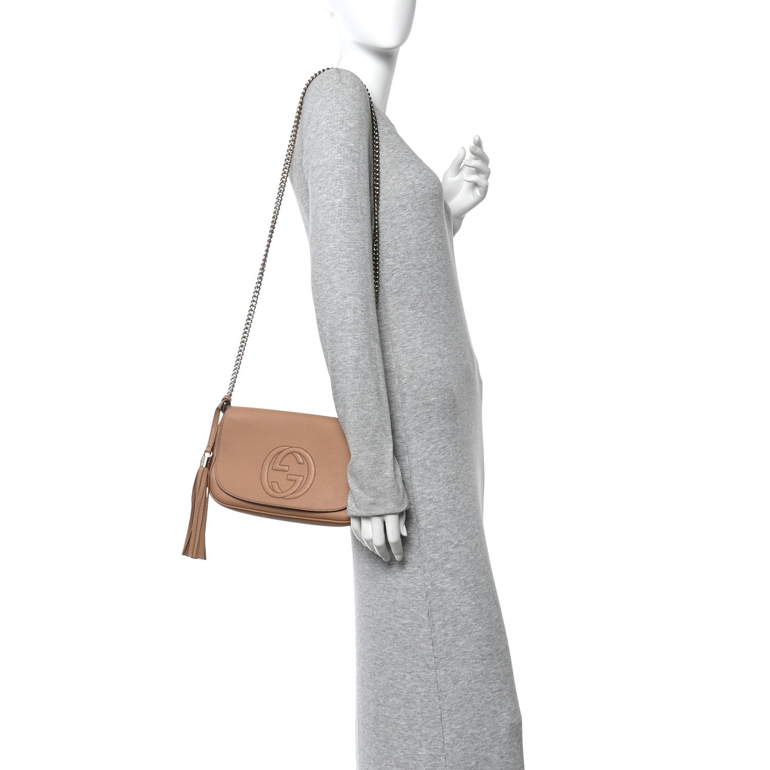 Gucci Pebbled Calfskin Medium Soho Flap Crossbody Camelia 2 of 10