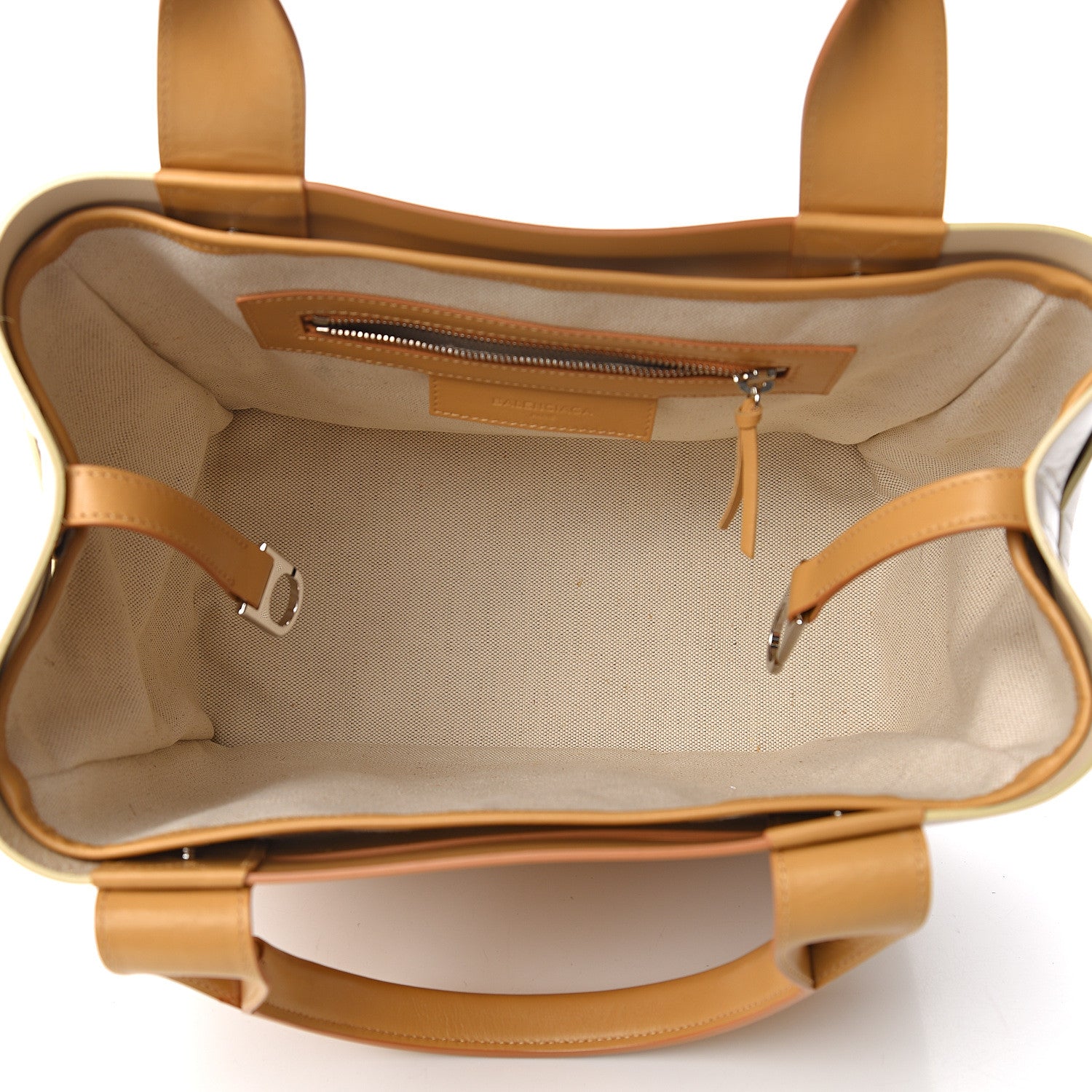 Balenciaga Calfskin Canvas Cutout Tote Sand 4 of 15