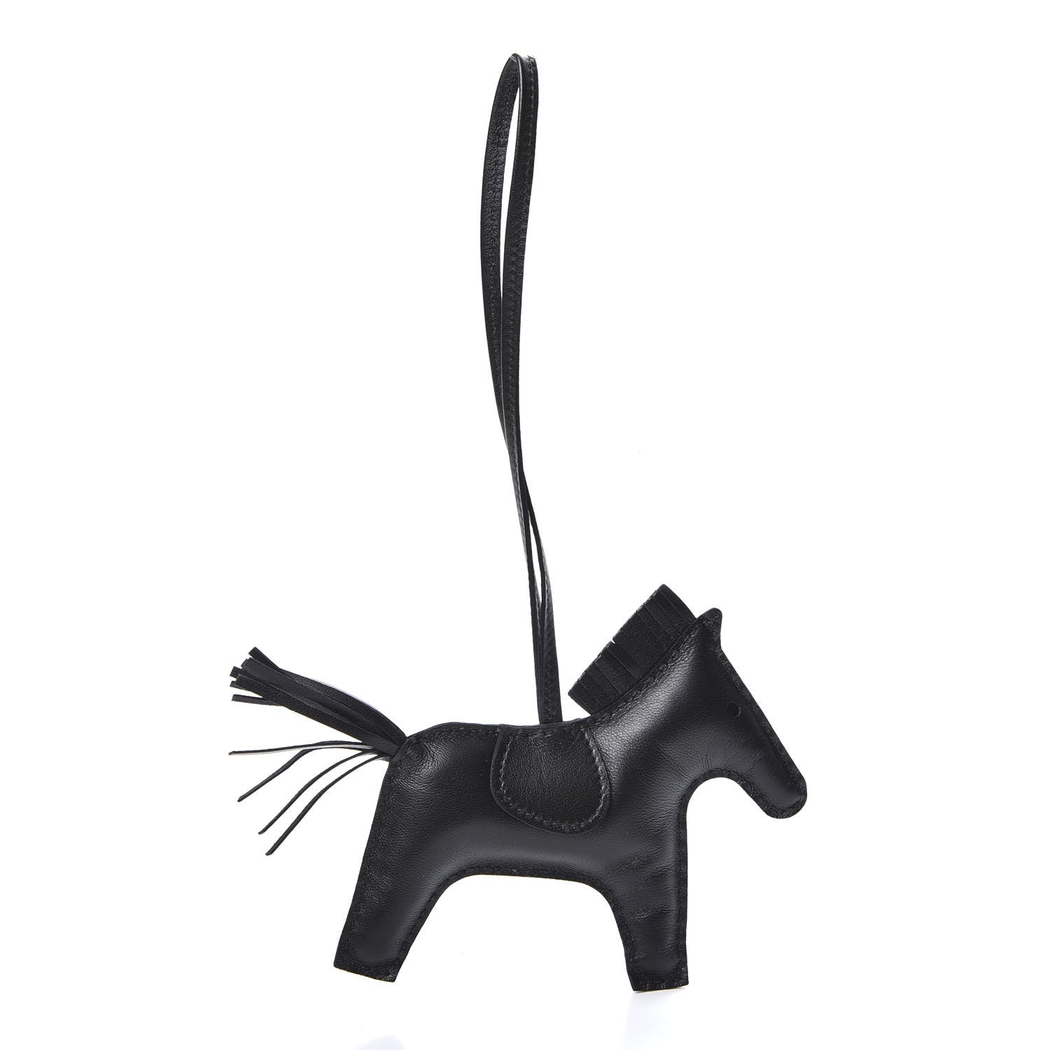 Hermes Milo Lambskin Grigri Rodeo Horse Bag Charm MM So Black 2 of 4